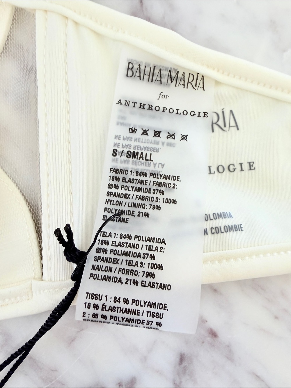 🌺 BAHIA MARIA x Anthropologie Plumeria Bikini Top Ivory White Mesh Illusion S - Picture 11 of 14